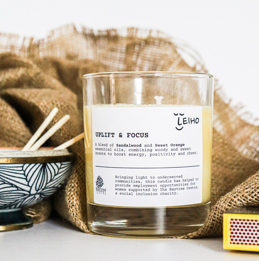 Uplift & Focus Soy Wax Candle - Sandalwood and Sweet Orange