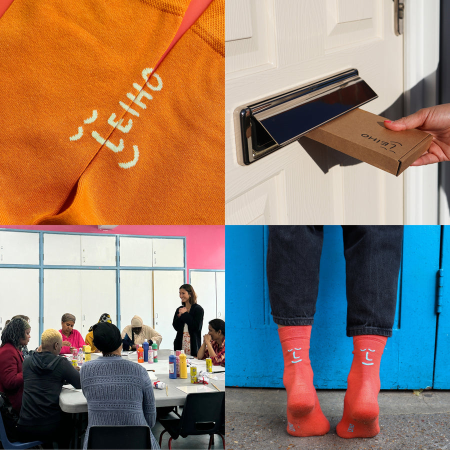 'Mini Change-maker' Orange Smiley Bamboo Socks for Toddlers