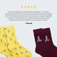 'Baby Do-Gooder' Yellow Smiley Patterned Bamboo Socks (Age 4-9 months)