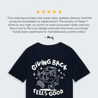 'Giving Back Feels Good' Navy Organic Cotton Graphic T-shirt